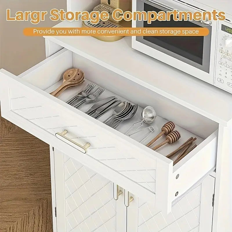 SAUDISM Storage Cabinet, Bathroom Storage Cabinet, Freestanding Kitchen Cabinet, 66-Inch Buffet Cabinet with Cabinets, Drawers and Doors for Home Use