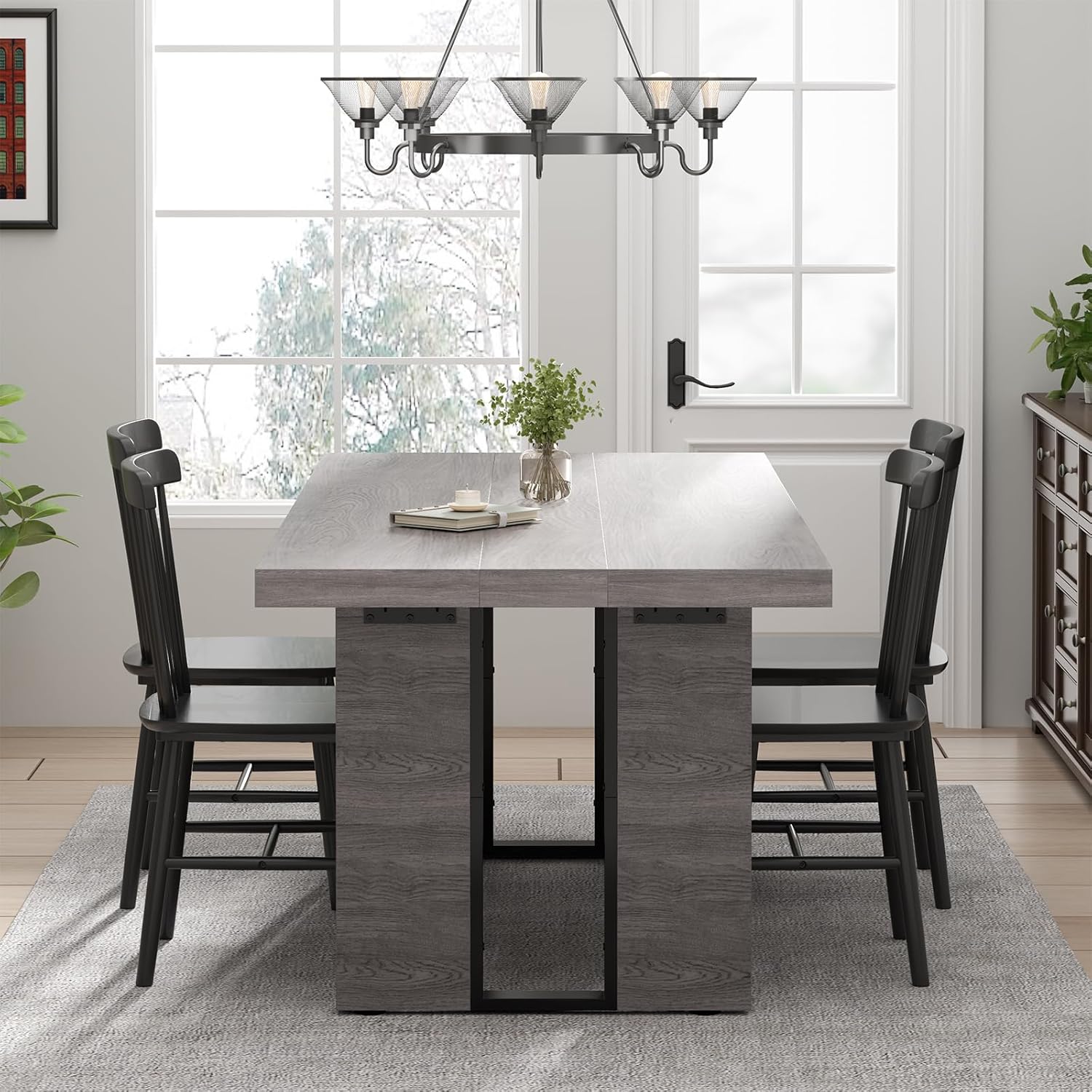 Loomie 70.8 Inch Dining Table, Rustic Farmhouse Kitchen Table for 6-8 People