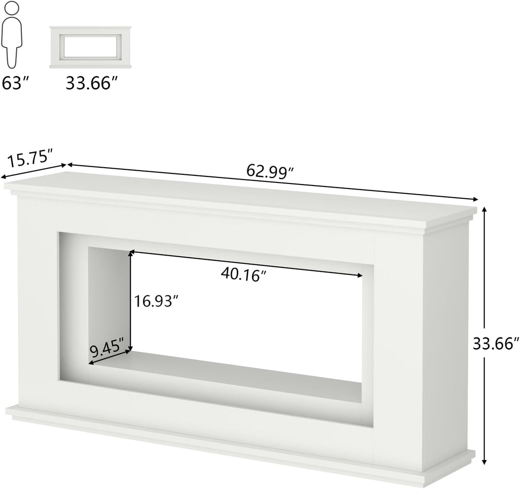 Loomie 63” Long Console Tables for Entryway, Narrow Long Entry Table with LED Lights, 2-Tier Sofa Table Behind Couch, Modern Hallway Accent Table for Living Room, Entrance (White)