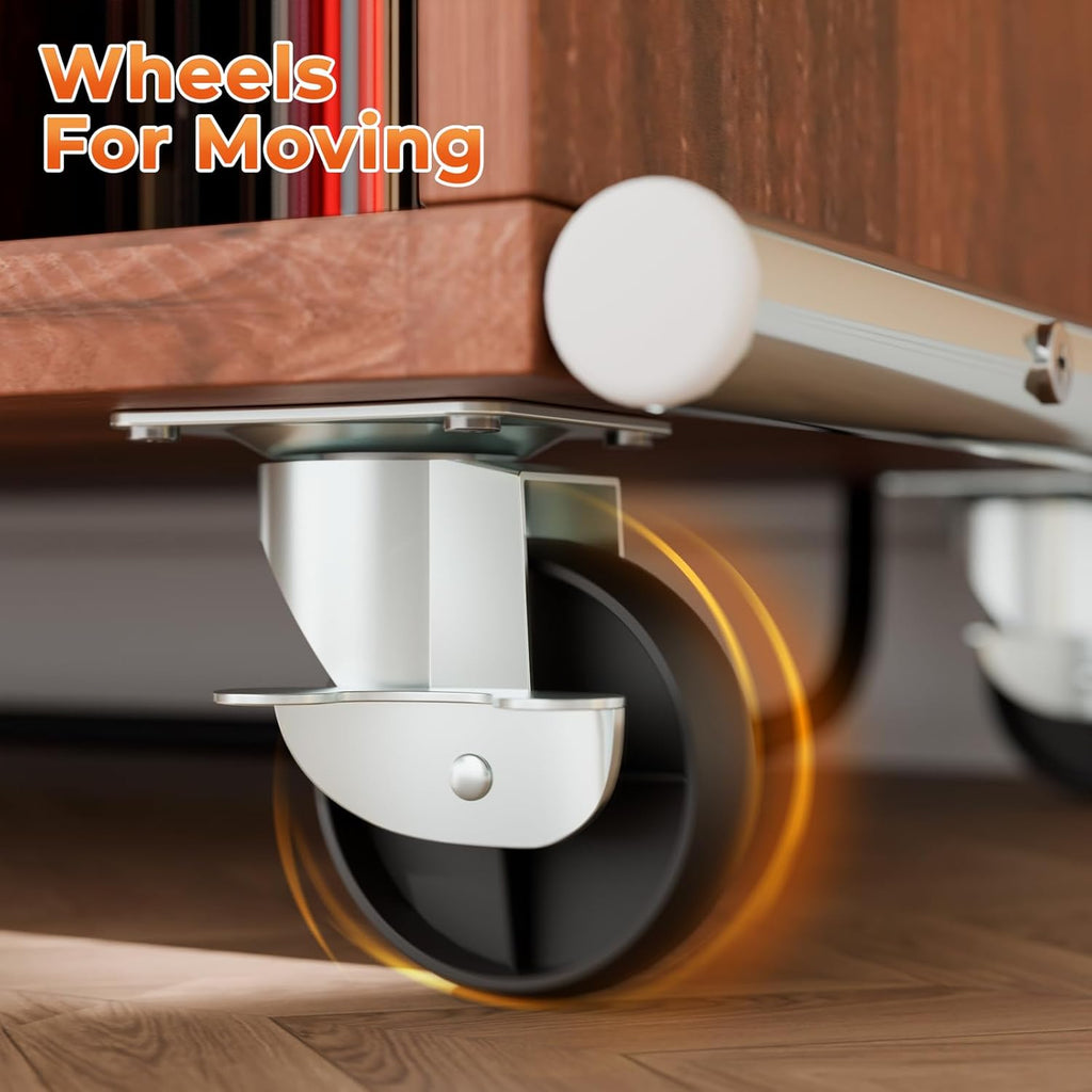 Large Record Player Stand with Sliding Door and Wheels,200 Vinyl Record Storage Cabinet, Record Player Table with Power Outlet & LED Light,Turntable Stand with Wood Legs for Living Room,Bedroom