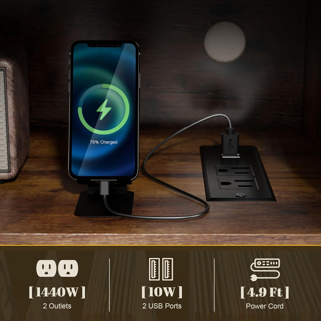 Large Rustic Record Player Stand with Magnetic Door,350 Vinyl Record Storage Cabinet, Record Player Table with Power Outlet and LED Light,Turntable Stand with Wood Legs for Living Room