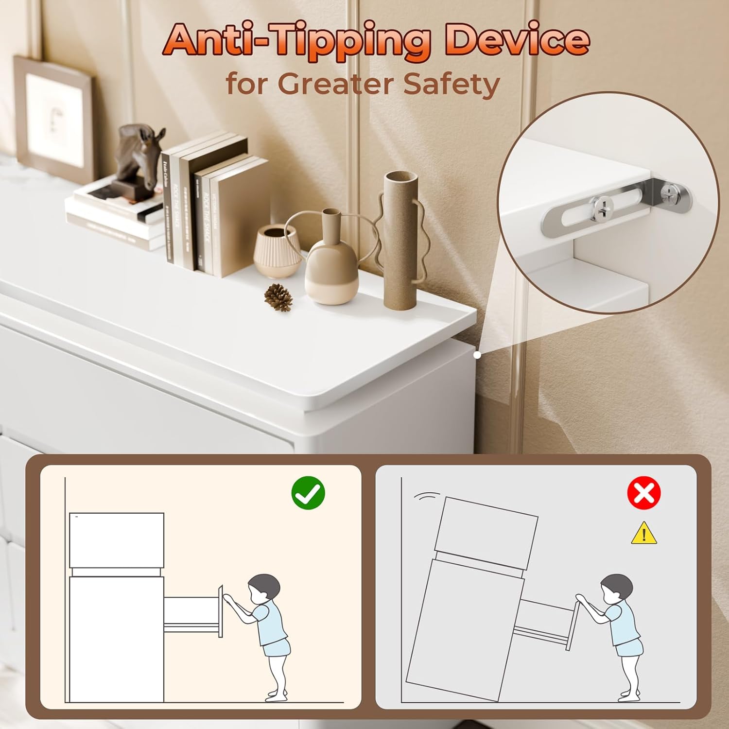 Upgraded 6 Drawer White Dresser for Bedroom, 47.2" Long Chest of Drawers with Charging Station & LED Lights, Wooden Storage Cabinet Dresser for Closet,Modern TV Stand with Deep Drawers