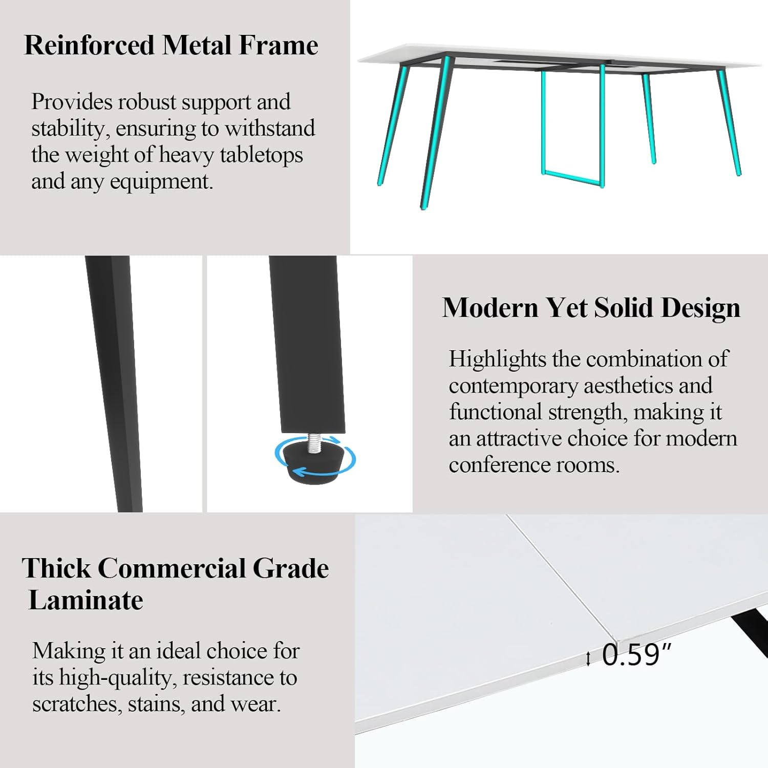 Loomie 8FT Conference Table, 94.49" L x 47.24" W x 29.53" H Meeting Seminar Table with Grommet, Large Boat Shaped Computer Desk, Boardroom Desk for Office Meeting Conference Room,White