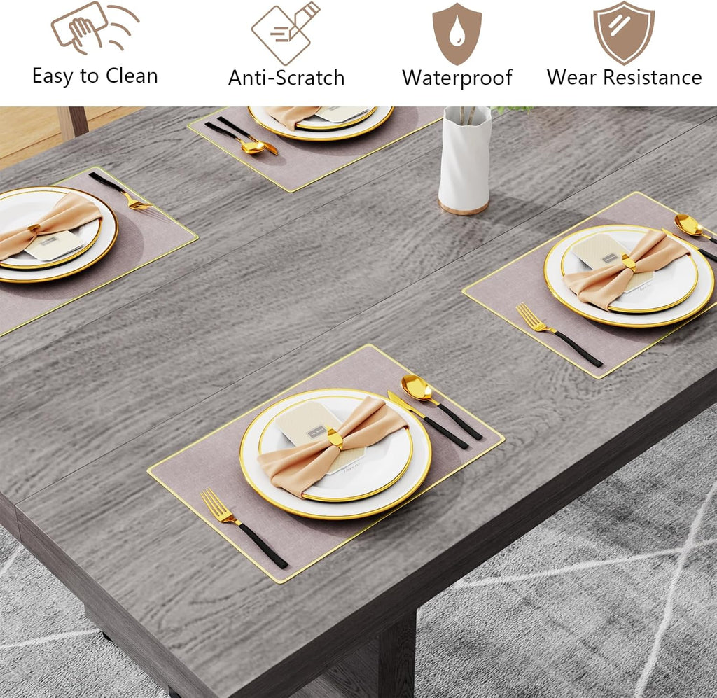 Loomie 70.8 Inch Dining Table, Rustic Farmhouse Kitchen Table for 6-8 People, Large Dinning Room Furniture Rectangle Dinner Table for Living Room, Apartment, Home Office, Vintage Grey