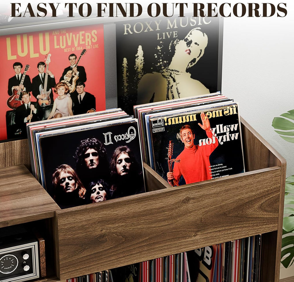 Large Record Player Stand with Vinyl Storage, Record Player Table with Vinyl Record Storage Up to 500 Albums, Turntable Stand with Record Holder Display Shelf, Record Cabinet for Media Stereo Audio