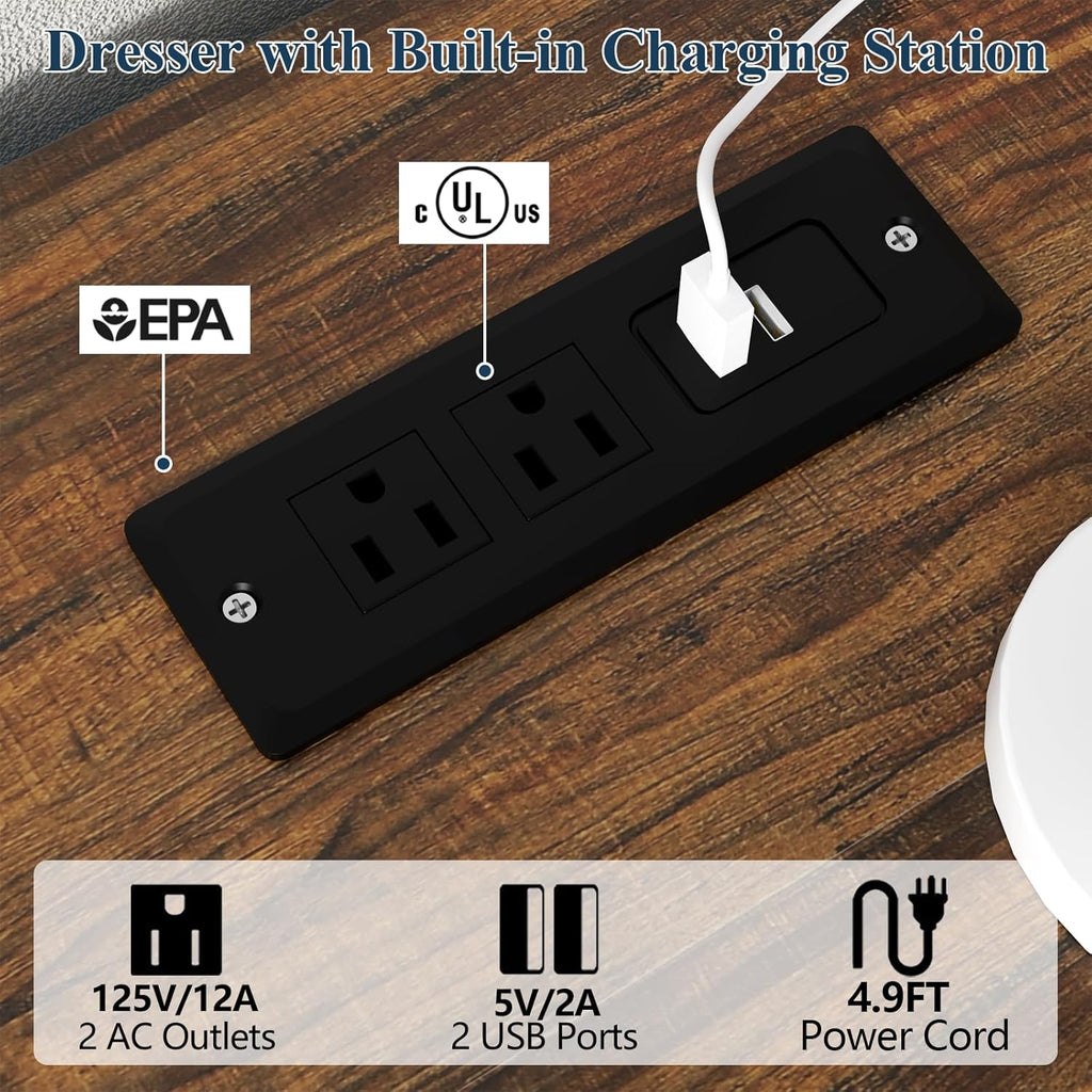 Loomie 63" Long Console Table with LED Lights & Power Outlet, 2-Tier Farmhouse Sofa Table Behind Couch with Storage, Narrow Entryway Tables with Heavy Duty Base for Living Room, Hallway (Brown)