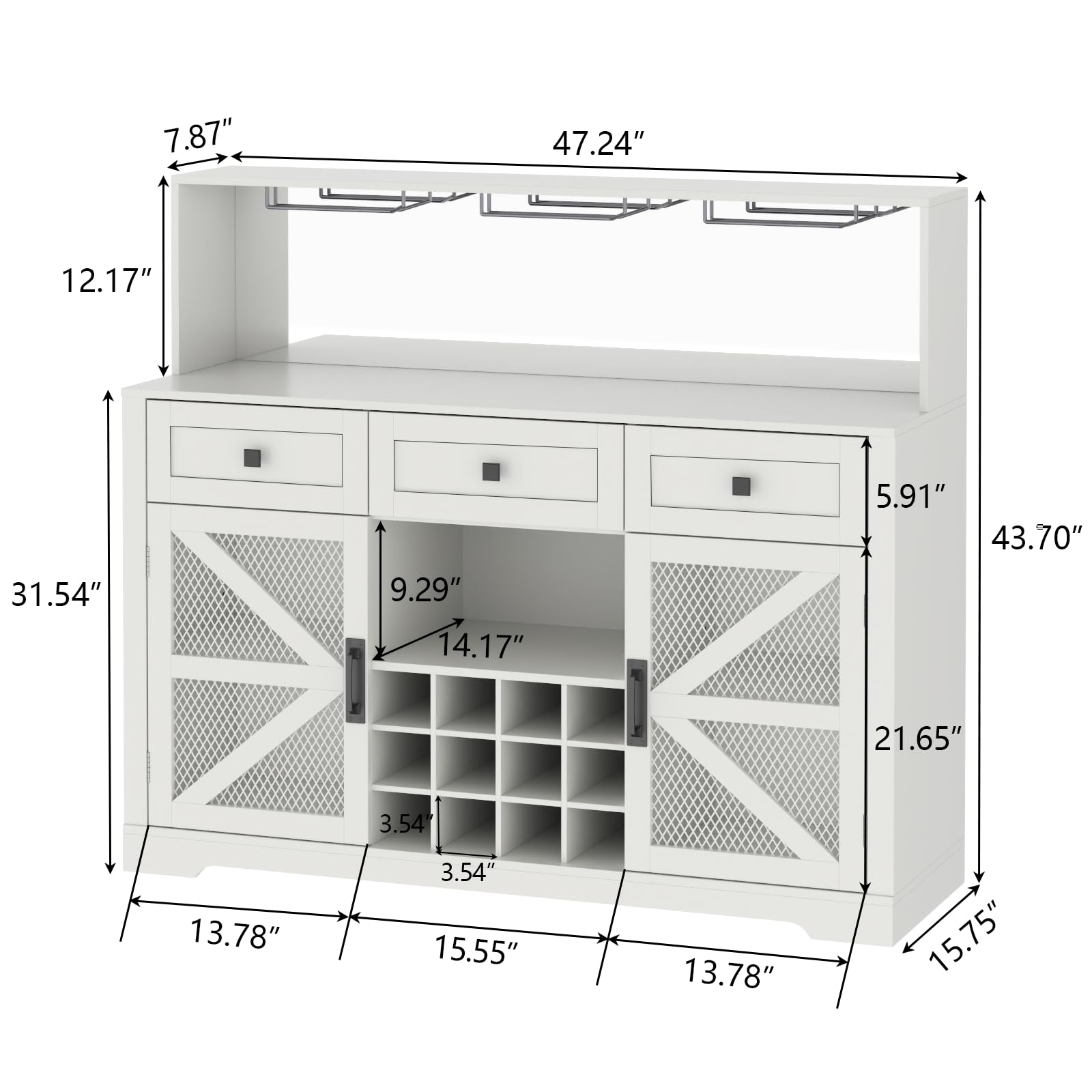 Loomie Wine Bar Cabinet with LED Light, Liquor Cabinet with Glass Holder, Coffee Bar