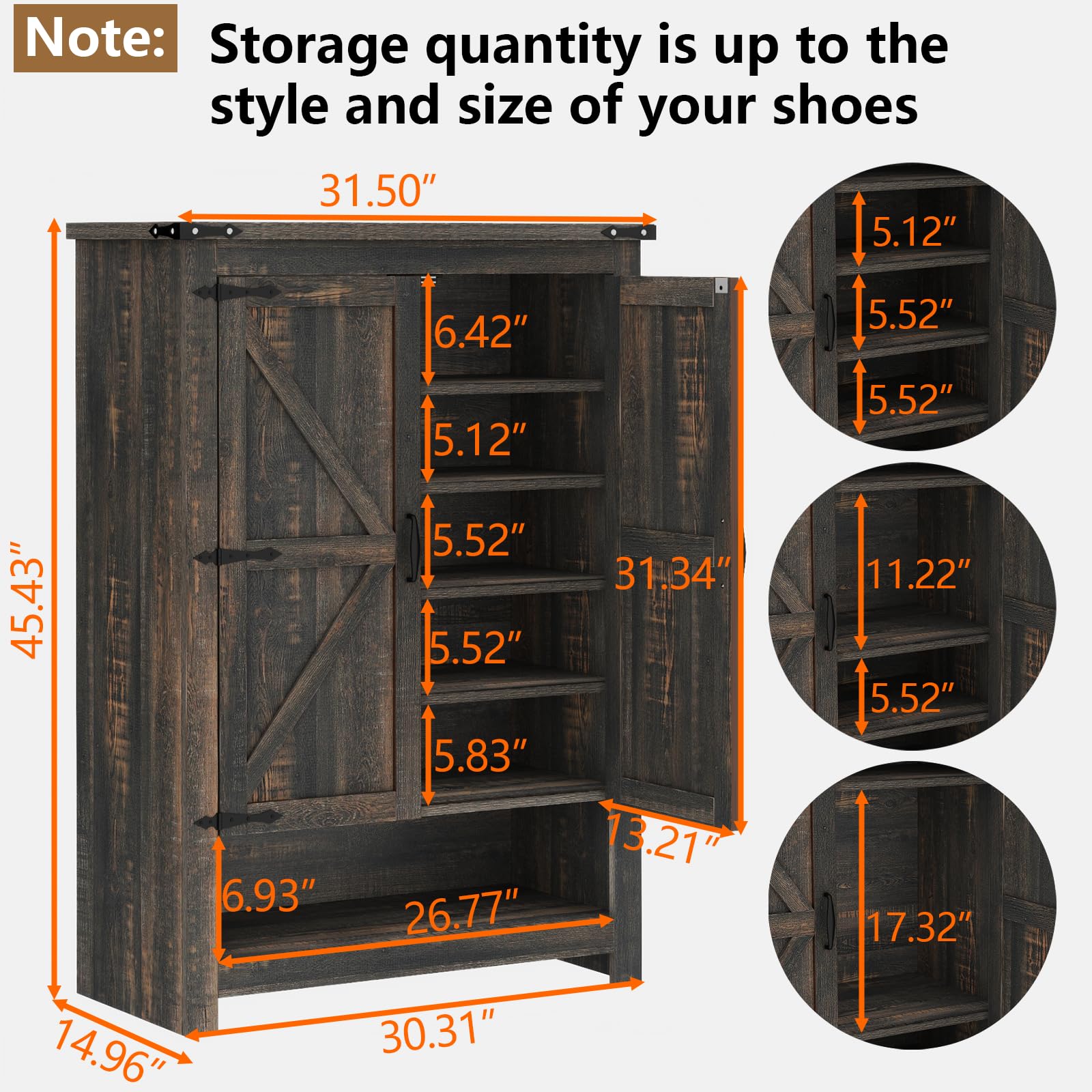 Loomie Shoe Cabinet with Doors, 7-Tier 28 Pair Shoe Cabinet Storage for Entryway, Hidden Narrow Shoe Cabinets with Adjustable Shelves