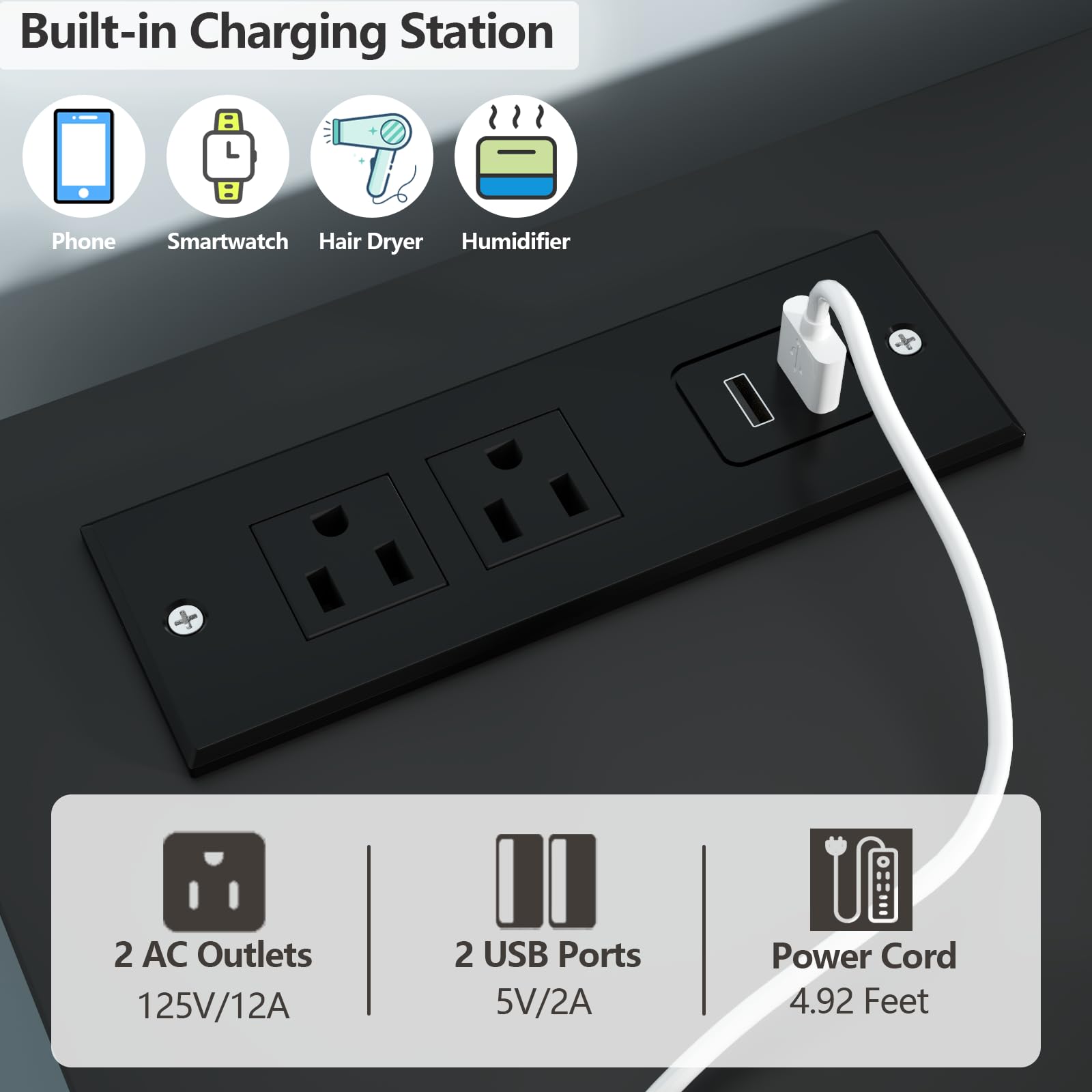 Loomie 6 Drawer Dresser, Modern Drawer Chests with Power Outlet and Led Light, Wide Chest of Drawers for Storage and Organization