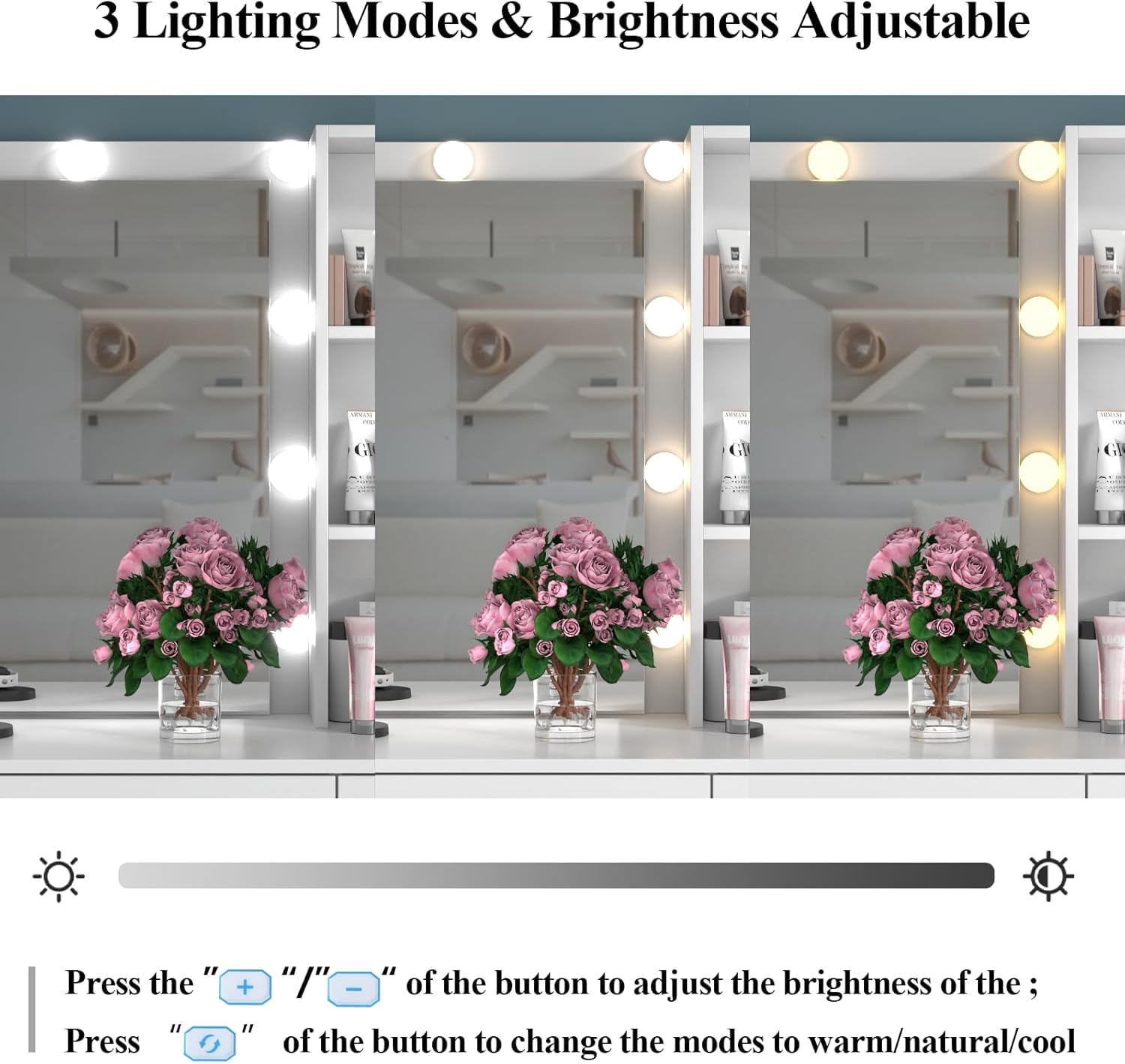 Loomie Vanity Desk with Lighted Mirror & Power Outlet, Makeup Table