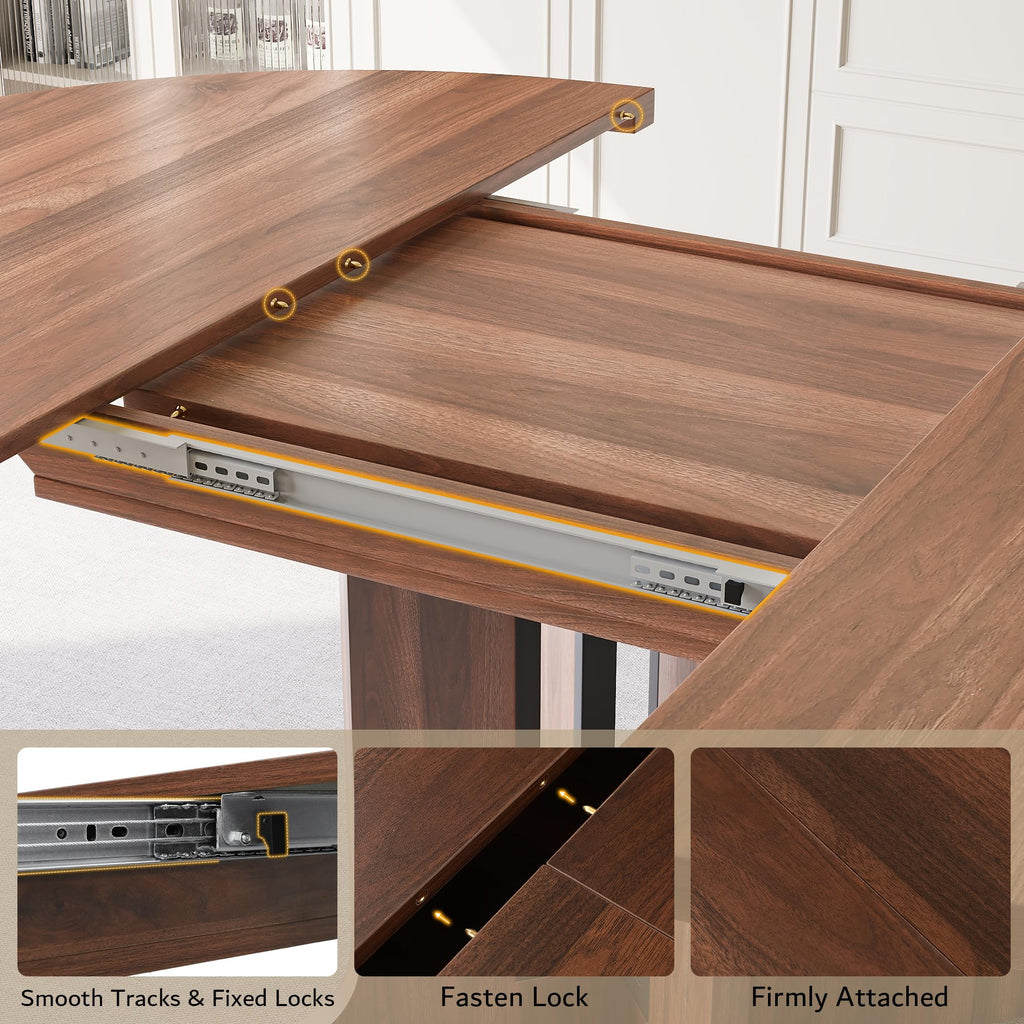 iPormis 59" Extendable Round Dining Table for 4-6, Modern Kitchen Table with Heavy Duty Pedestal Base & Wooden Top