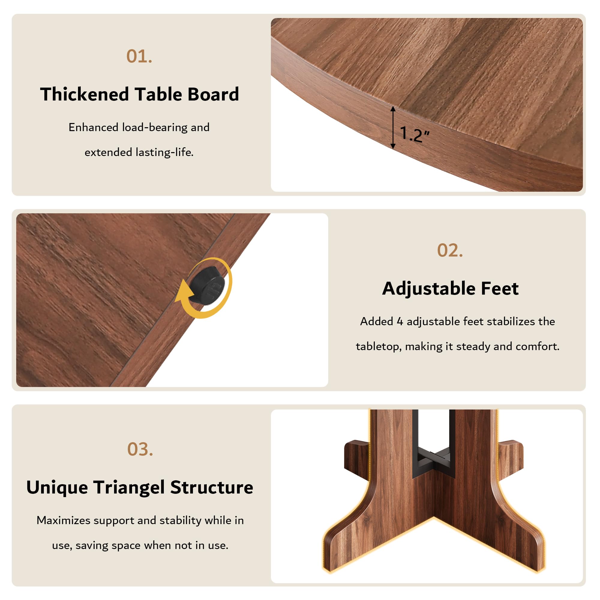 iPormis 59" Extendable Round Dining Table for 4-6, Modern Kitchen Table with Heavy Duty Pedestal Base & Wooden Top