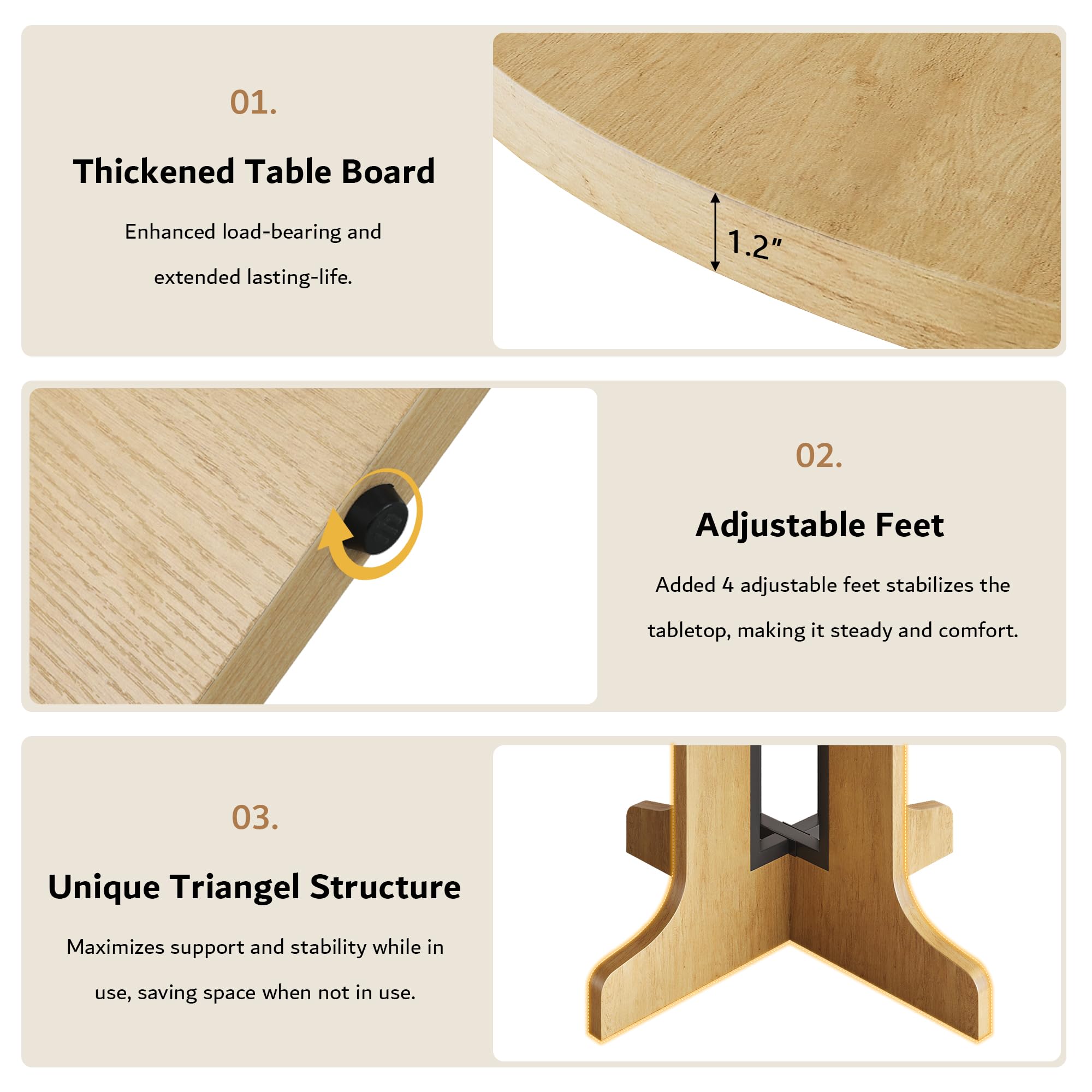 iPormis 59" Extendable Round Dining Table for 4-6, Modern Kitchen Table with Heavy Duty Pedestal Base & Wooden Top