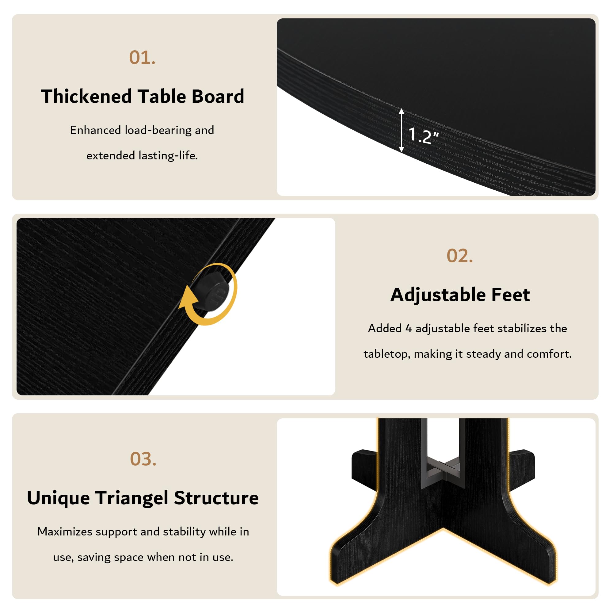 iPormis 59" Extendable Round Dining Table for 4-6, Modern Kitchen Table with Heavy Duty Pedestal Base & Wooden Top