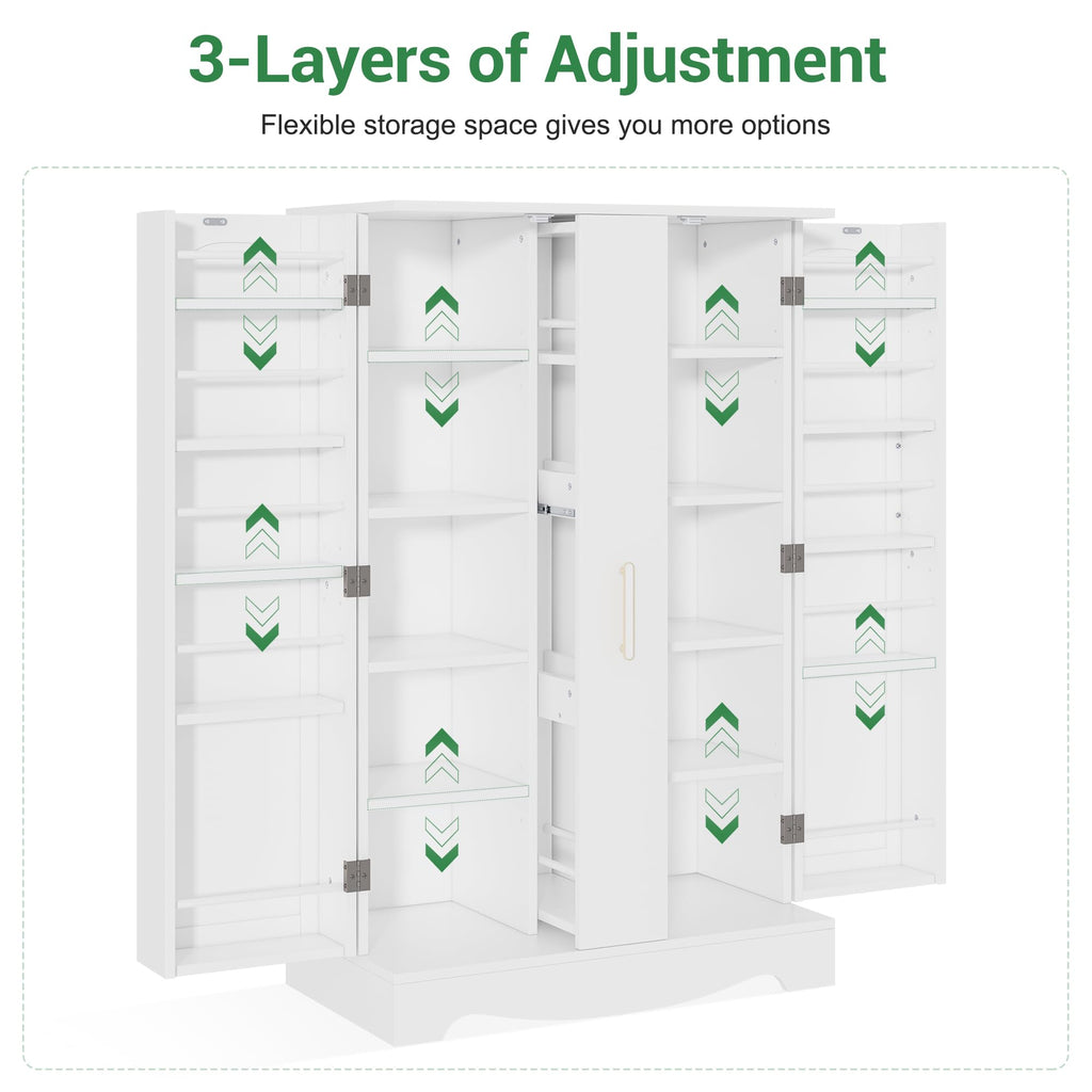 47" Kitchen Pantry Cabinet with Drawer, Storage Cabinet with Adjustable Shelves