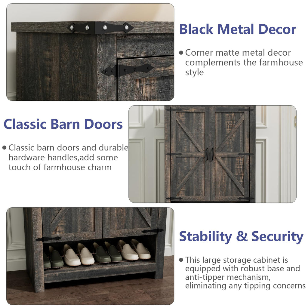 Loomie Shoe Cabinet with Doors, 7-Tier 28 Pair Shoe Cabinet Storage for Entryway, Hidden Narrow Shoe Cabinets with Adjustable Shelves