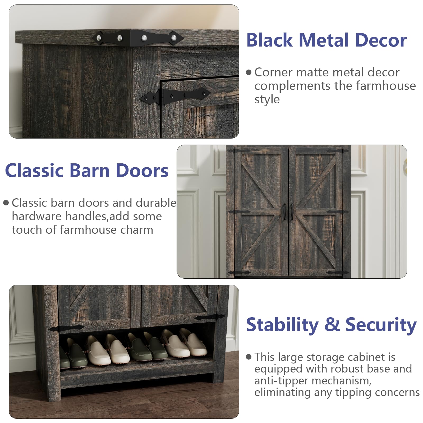 Loomie Shoe Cabinet with Doors, 7-Tier 28 Pair Shoe Cabinet Storage for Entryway, Hidden Narrow Shoe Cabinets with Adjustable Shelves