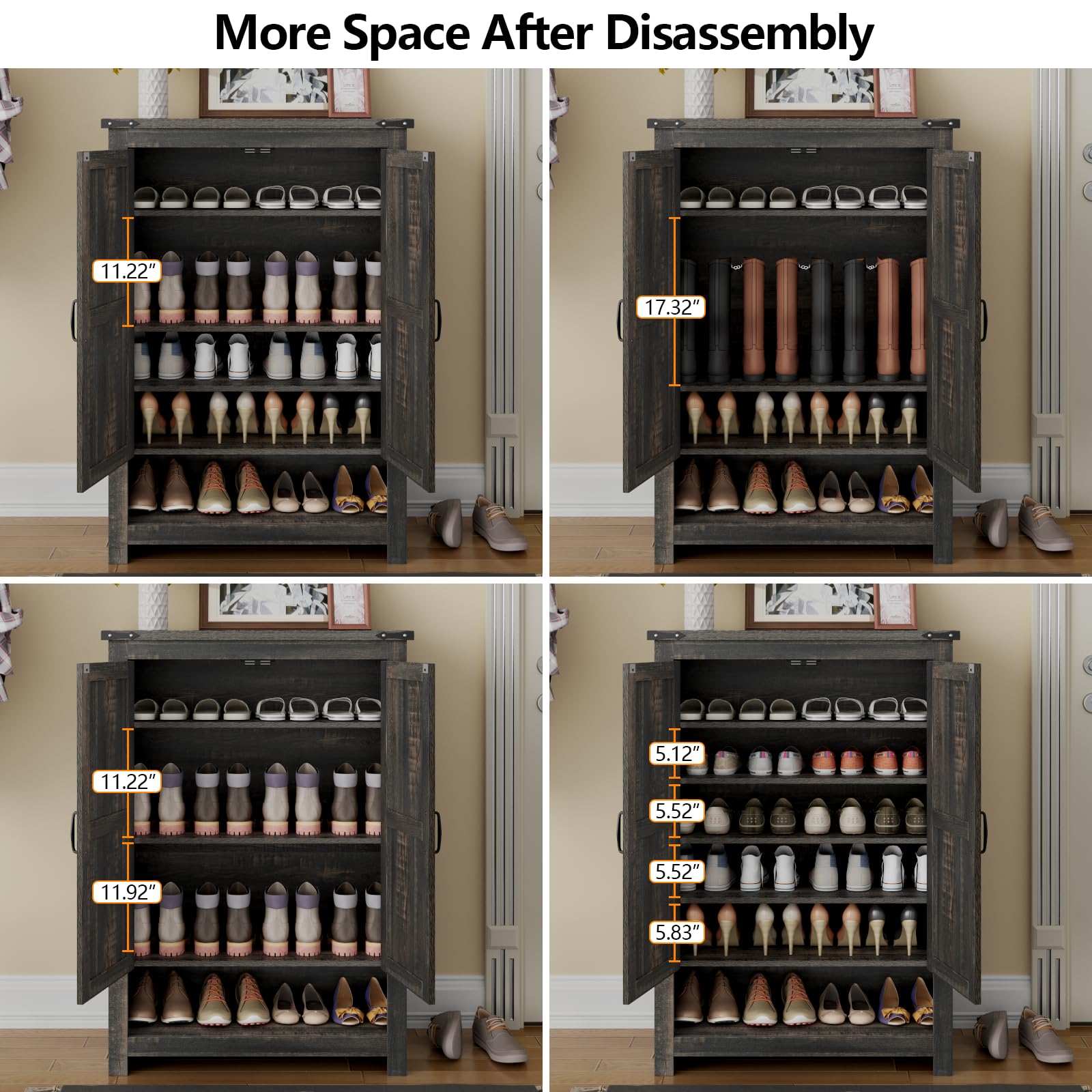 Loomie Shoe Cabinet with Doors, 7-Tier 28 Pair Shoe Cabinet Storage for Entryway, Hidden Narrow Shoe Cabinets with Adjustable Shelves