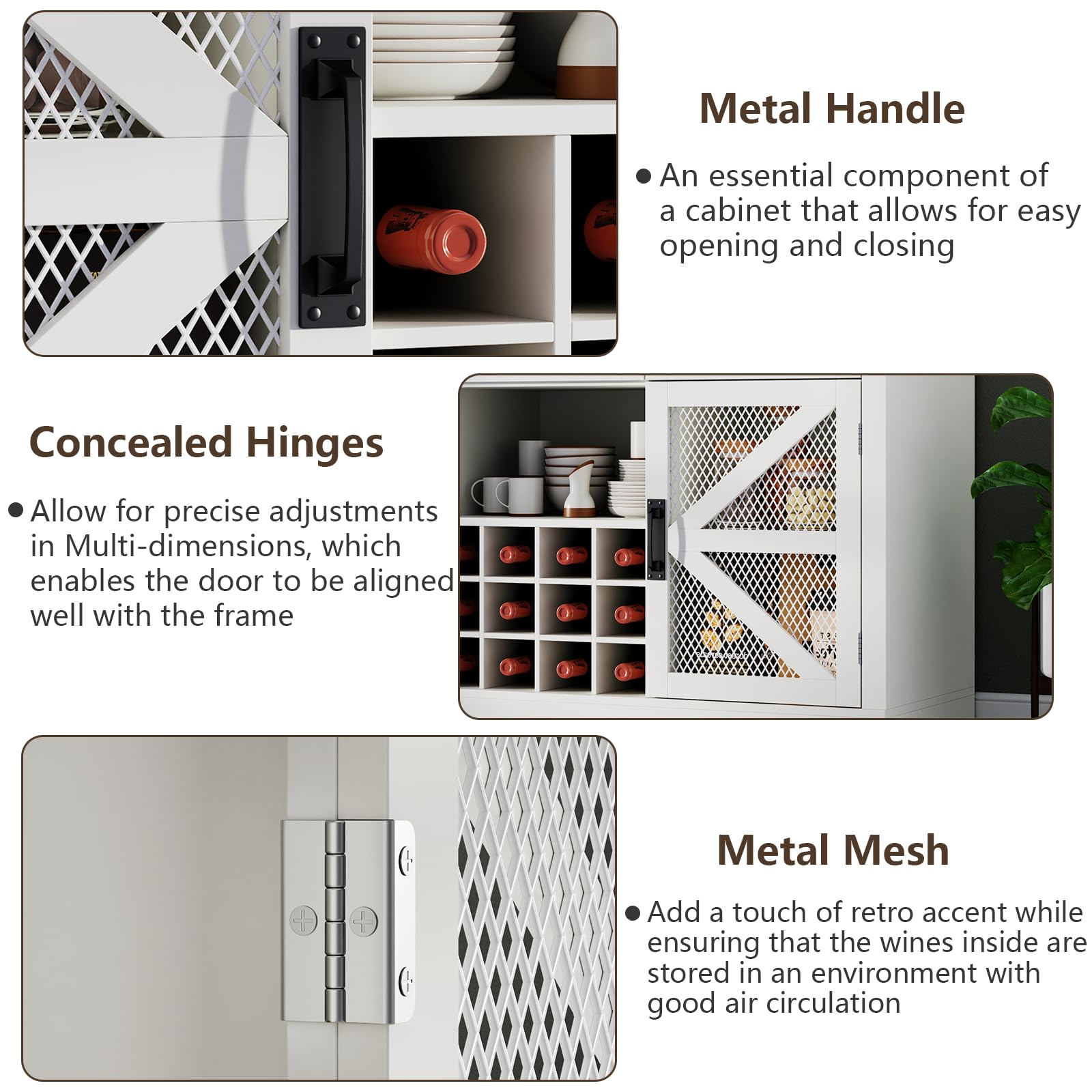 Loomie Wine Bar Cabinet with LED Light, Liquor Cabinet with Glass Holder, Coffee Bar