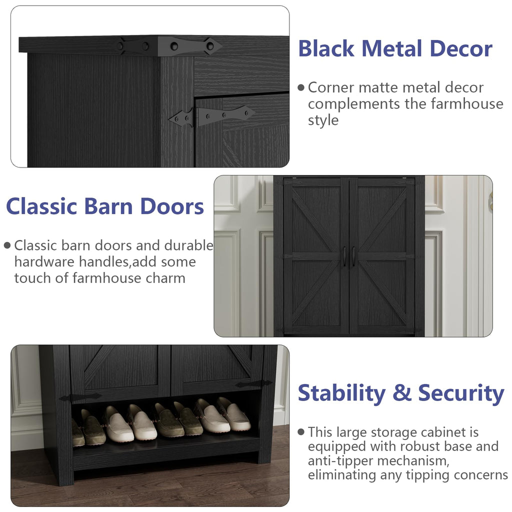 Loomie Shoe Cabinet with Doors, 7-Tier 28 Pair Shoe Cabinet Storage for Entryway, Hidden Narrow Shoe Cabinets with Adjustable Shelves